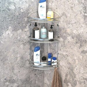 3 Tier Stainless Steel Shiny Grey finished Bathroom Corner Shelf Shower caddy