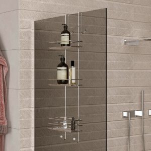 3 Tier Chrome Bath Glass Cabinet hanger Over Door shower caddy organiser rack