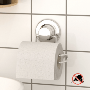 Suction Cup Chrome Toilet Roll Holder Bathroom paper storage  – No Drill