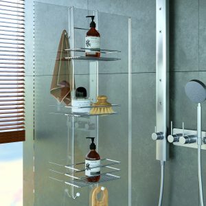 3 Tier Chrome Bath Glass Cabinet hanger Over Door shower caddy organiser rack