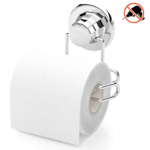 Suction Cup Chrome Toilet Roll Holder Bathroom paper storage  – No Drill