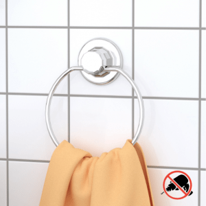 Suction Cup Chrome Ring Towel Holder Rack Bathroom Kitchen – No Drill