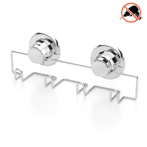 Suction Cup Chrome Kitchen 4 Hooks Rack Towel Holder Bathroom Hanger No Drill