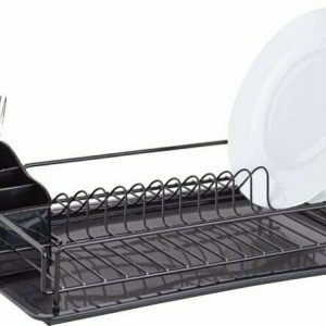 Black Dish Drainer Cutlery Dryer with Tray Kitchen Rack Plate Holder organizer