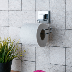 Self-adhesive Chrome Bathroom Toilet Roll Holder No Drill