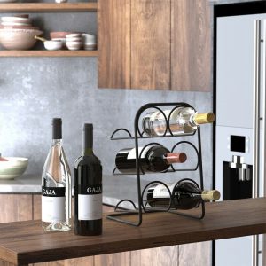 Steel Wine Rack 6 Bottles Holder Cabinet Kitchen Bar Storage display