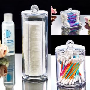 St John 3 pcs Acrylic organiser storage cotton wool bud disc holder makeup cleaner set